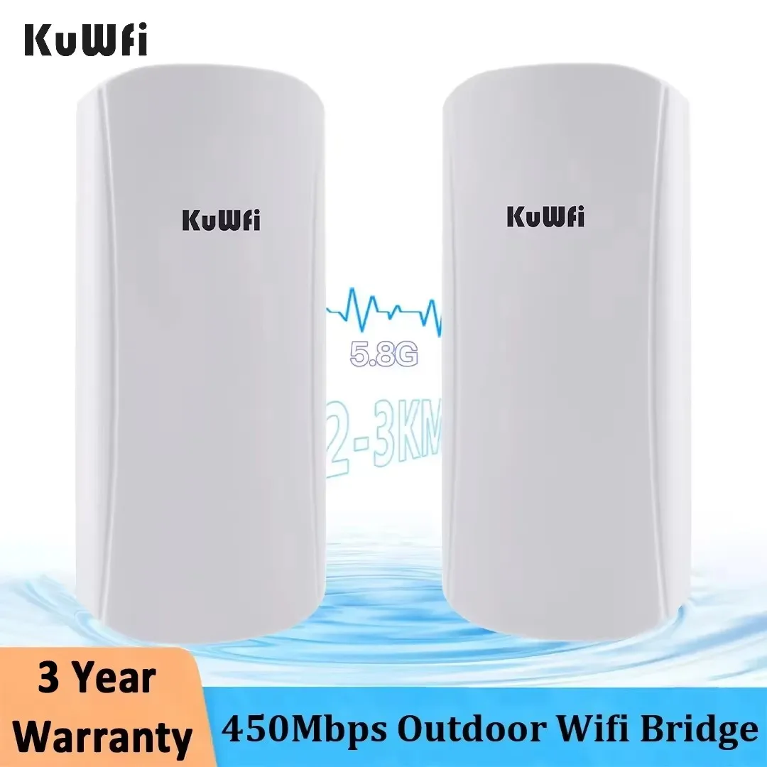 Kuwfi Outdoor Wireless Bridge 5GHz 450Mbps CPE Wifi Router Long Range Extender AP Access Point Wi-Fi Repeater POE Adapter