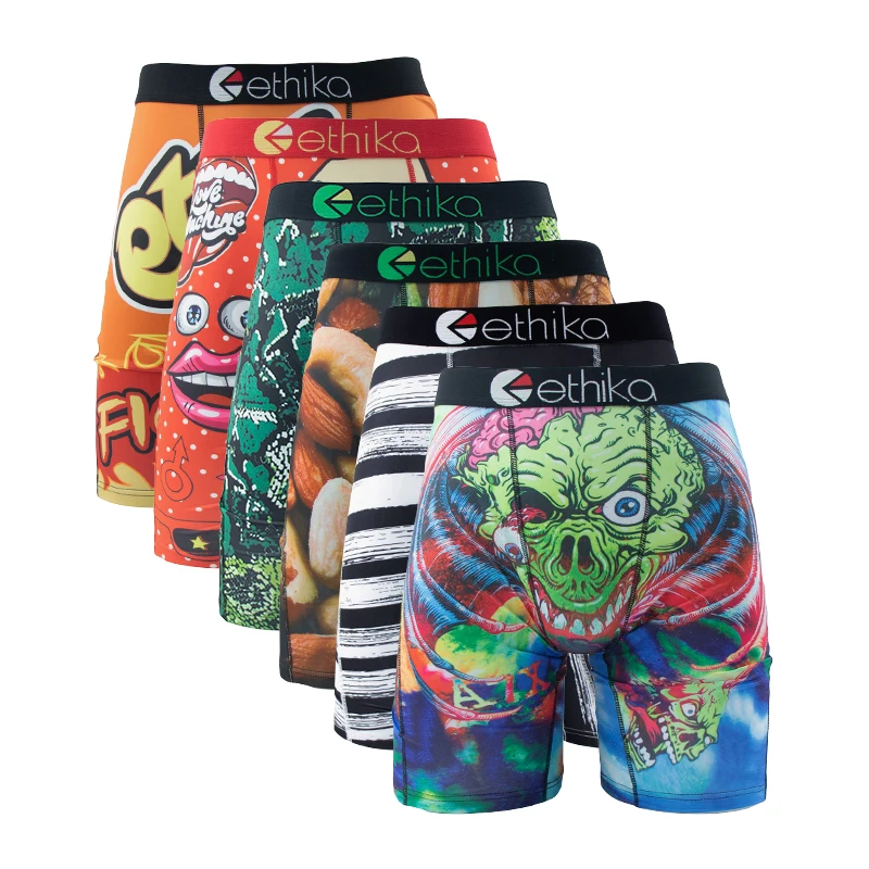 ETHIKA 6Pcs Men Underwear Boxers Breathable Man Swimming Underpants Plus Size Print Mens Panties Trunks Sexy Men's Boxershorts - Image 3