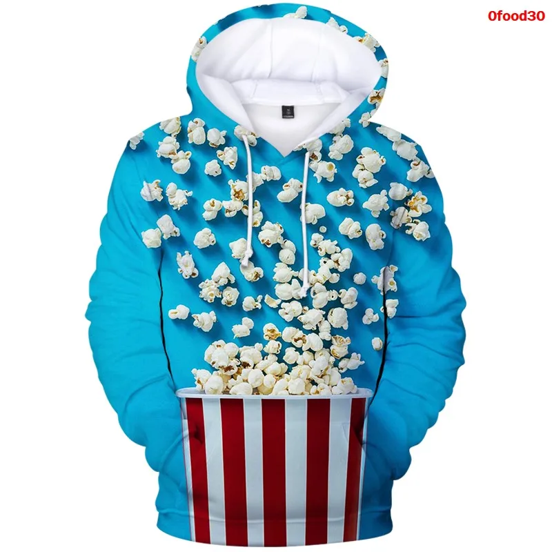 2022 Creative 3D Hoodies Food Candy Print Women's Clothing Men's Hooded Hoody Casual Boy girls kids Sweatshirt Fries Food Coats