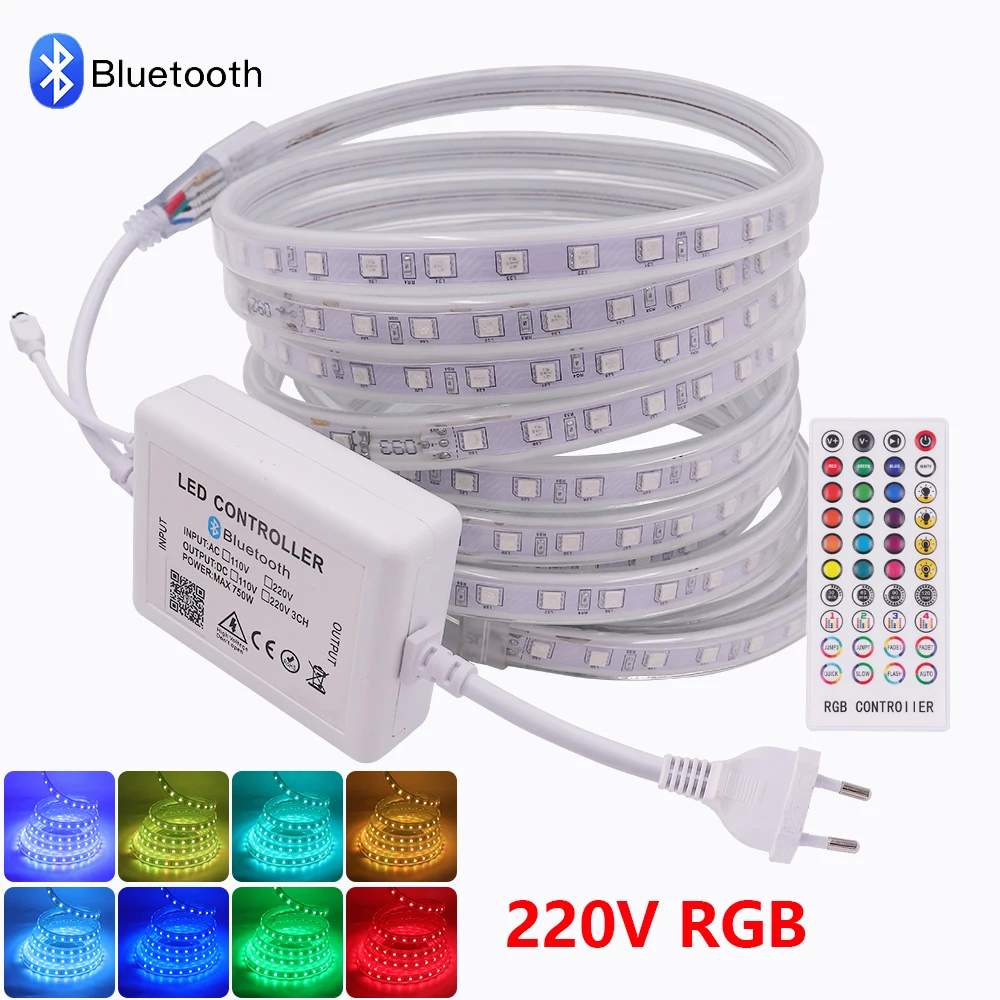 yZ[z220VΉRGB 5050 LEDXgbv Bluetooth 60/120LEDs/M tLVu{Cg h EU 40L[ [gLbg ƒpLb`