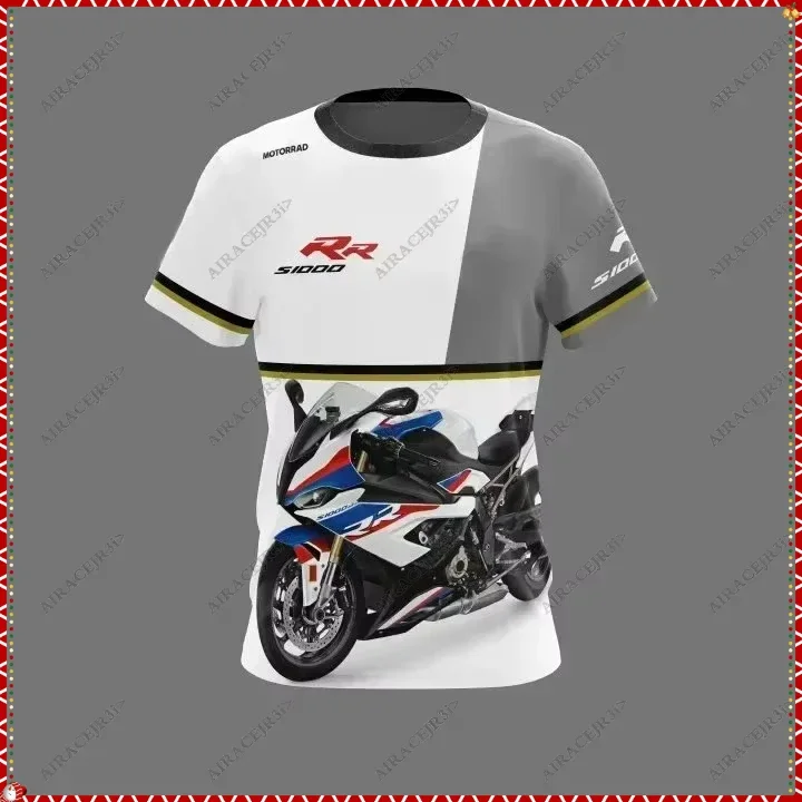 Motorcycle For BMW S1000 RR Motorrad WorldSBK Racing Team Motorsport T-Shirt White Grey Summer Mens Quick Dry Jerseys