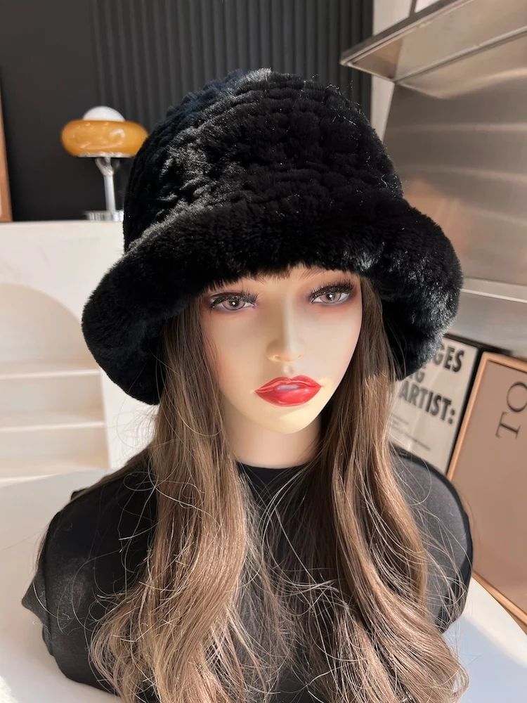 Frauen Winter Warme Mütze 100% Echt Rex Kaninchen Fell Bomber Hüte Dame Echte Pelz Kappe Mützen Weichen, Flauschigen Natürliche Pelz Buckrt hut – Detail 10