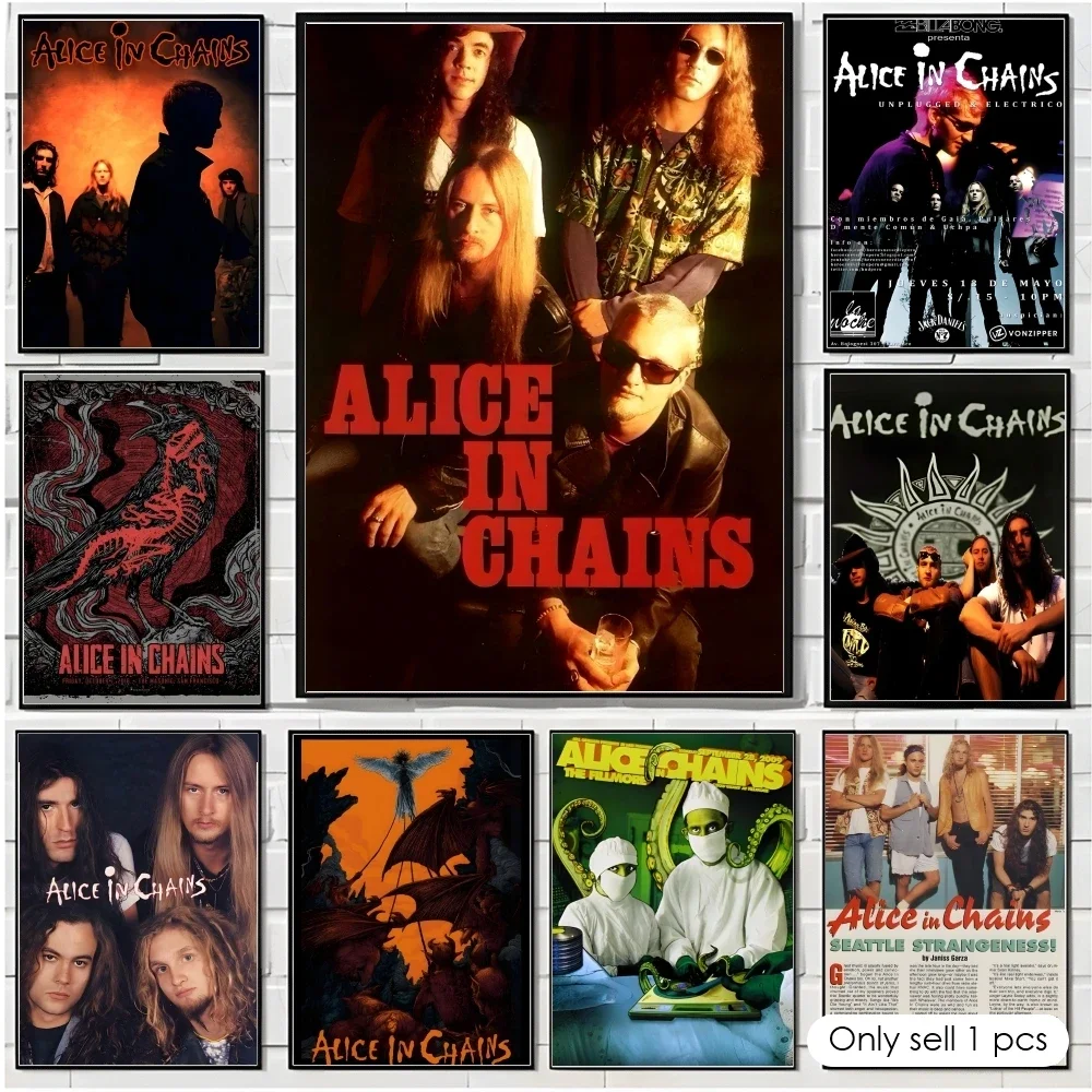 Band A-Alice in Chains Poster Decorative Wall Art Stickers Mural Photo Print for Home Living Room Hallway Decor