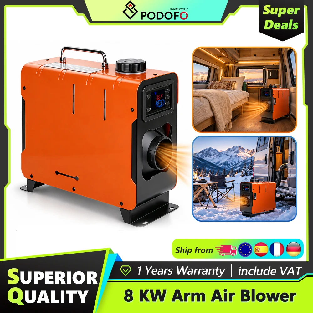 Podofo, modello aggiornato, riscaldatore universale per auto a 8 kW, 12 V e 24 V, con tecnologia diesel, dotato di sistema di riduzione del rumore e i