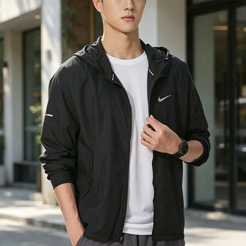 Nike 100% Authentic V-Shape Running Woven Hooded Jacket DD4747-010