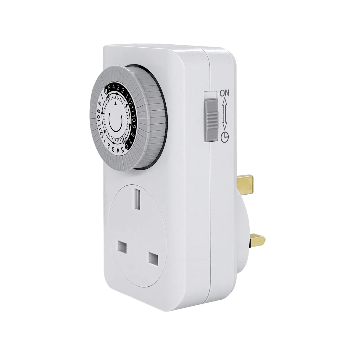 مفتاح توقيت 3 سنون في المملكة المتحدة - مقبس ساعة توقيت التيار الكهربائي لمدة 24 ساعة، تشغيل/إيقاف تلقائي للأضواء والأجهزة الصغيرة، برنامج سهل #3