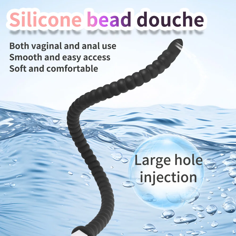 Extra Long Enema Rectal Shower Cleaning System Anal Beads Silicone Douche Tube For Anus Colon Enema Anal Cleaning Butt Plug Sex