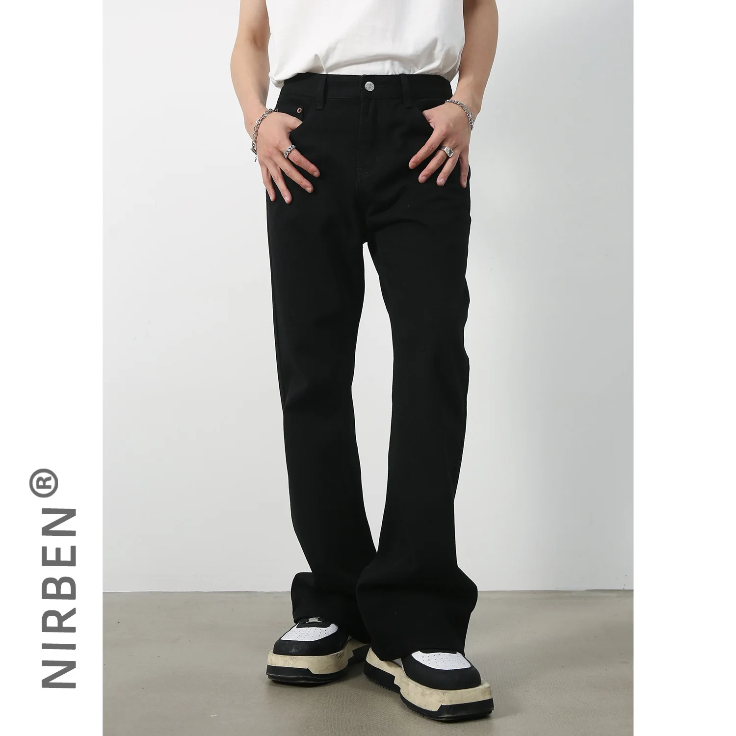 Trendy Brand Versatile Basic Straight Tube Slim Micro-horn Jeans Simple And Thin