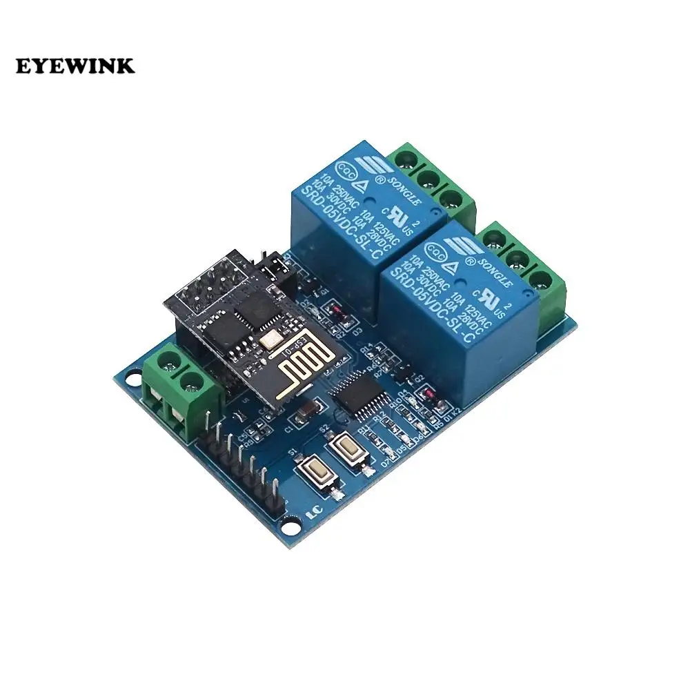 5V/12V ESP8266 ESP-01 2 Channel WiFi Relay Module 2-Channel Relay Module For IOT Smart Home Phone APP Controller(With ESP8266)