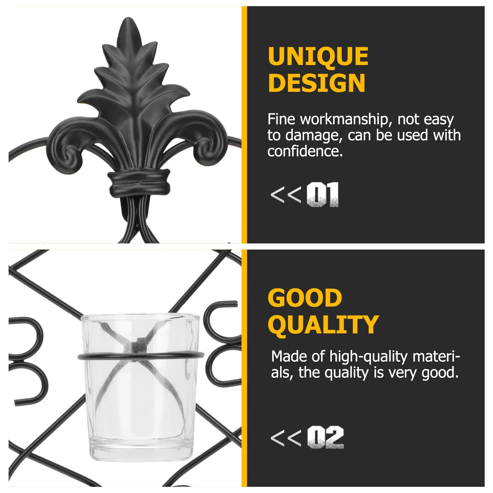 

1Pcs Wall Mounted Iron Rack Glass Elegant Decorative Candlestick Holder Home Decor Iron Candleholder Holder