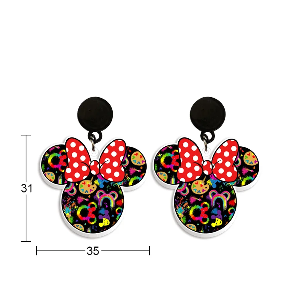 

Disney Mickey Minnie Head Ice Long Earring Cute Design Earrings Women Girl Kids Birthday Party Gift Jewelry Accessories Decor