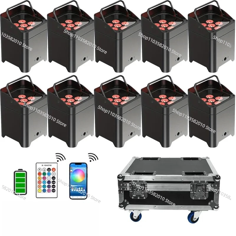 

6 * 18W battery powered RGBWA UV wireless lighting rechargeable spotlight, suitable for KTV and wedding party DJ stage