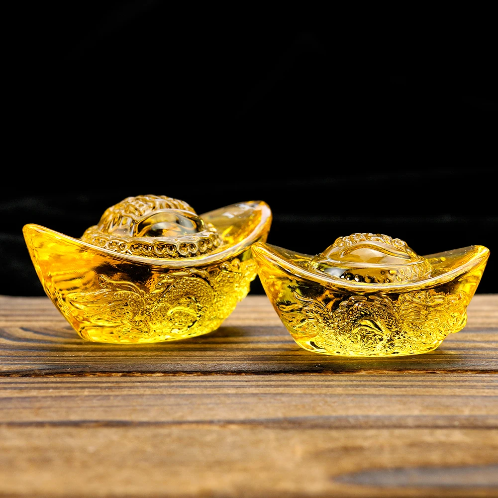 Citrine Yuanbao Carving Chinese Dragon Lucky Mascot Feng Shui Handicrafts Home Gifts Decoration Ornaments Supplies