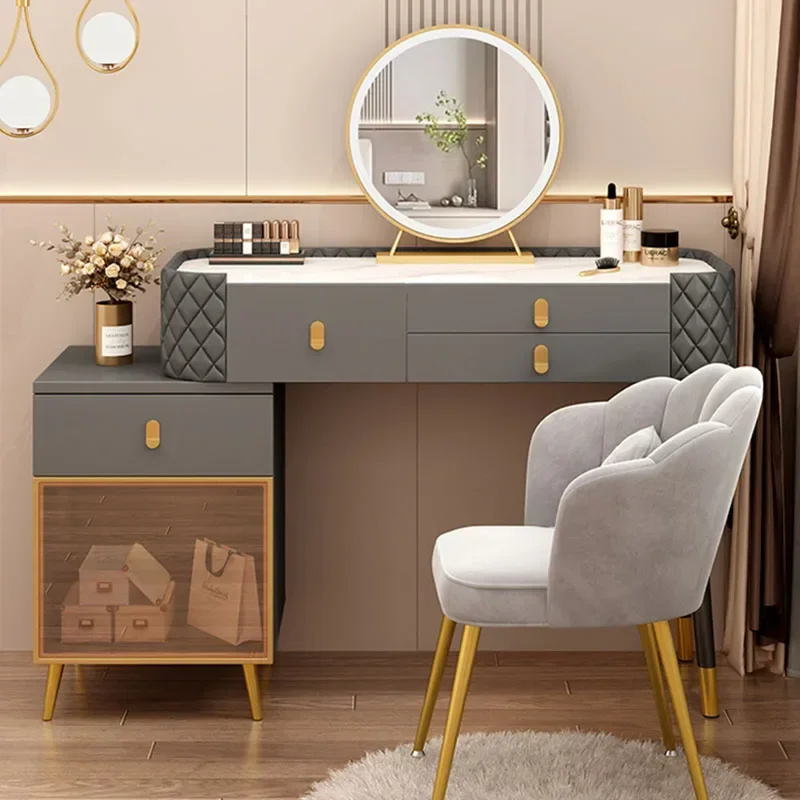 Drawer Chair Dressing Table Makeup Container Mirrors Led Lights Dressing Tables Organizer Shelf Coiffeuse Furniture Makeup