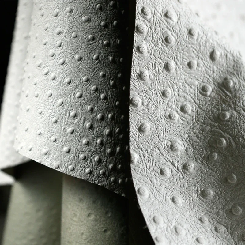 Origin Nordic White Particle Three-dimensional Texture Thick Fabric Artificial Leather PU Outerwear Bag Clothing Designer Fabric