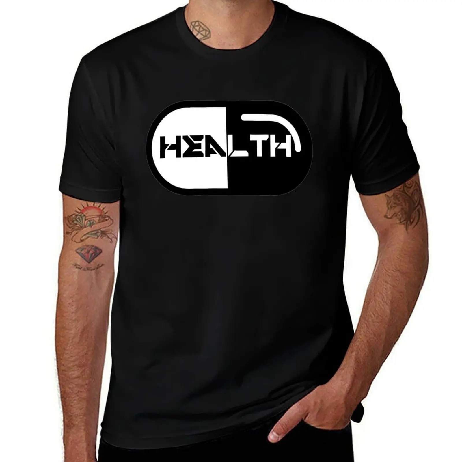 H E A L T H Capsule Logo T-Shirt Big Size Short Sleeve Casual Top