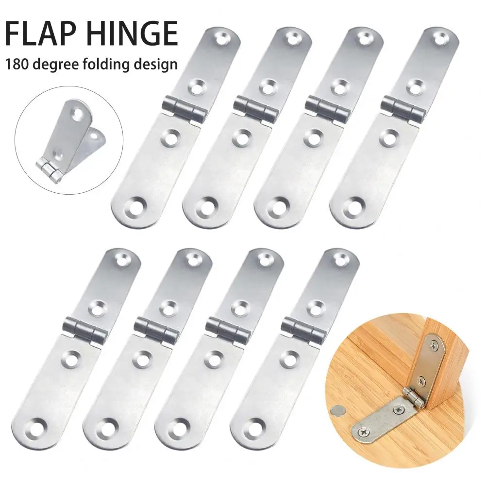 8Pcs Screw-On Hinges Flap Hinges Corrosion Resistant Smooth Cabinet Table Furniture 180-Degree Foldable Hinges