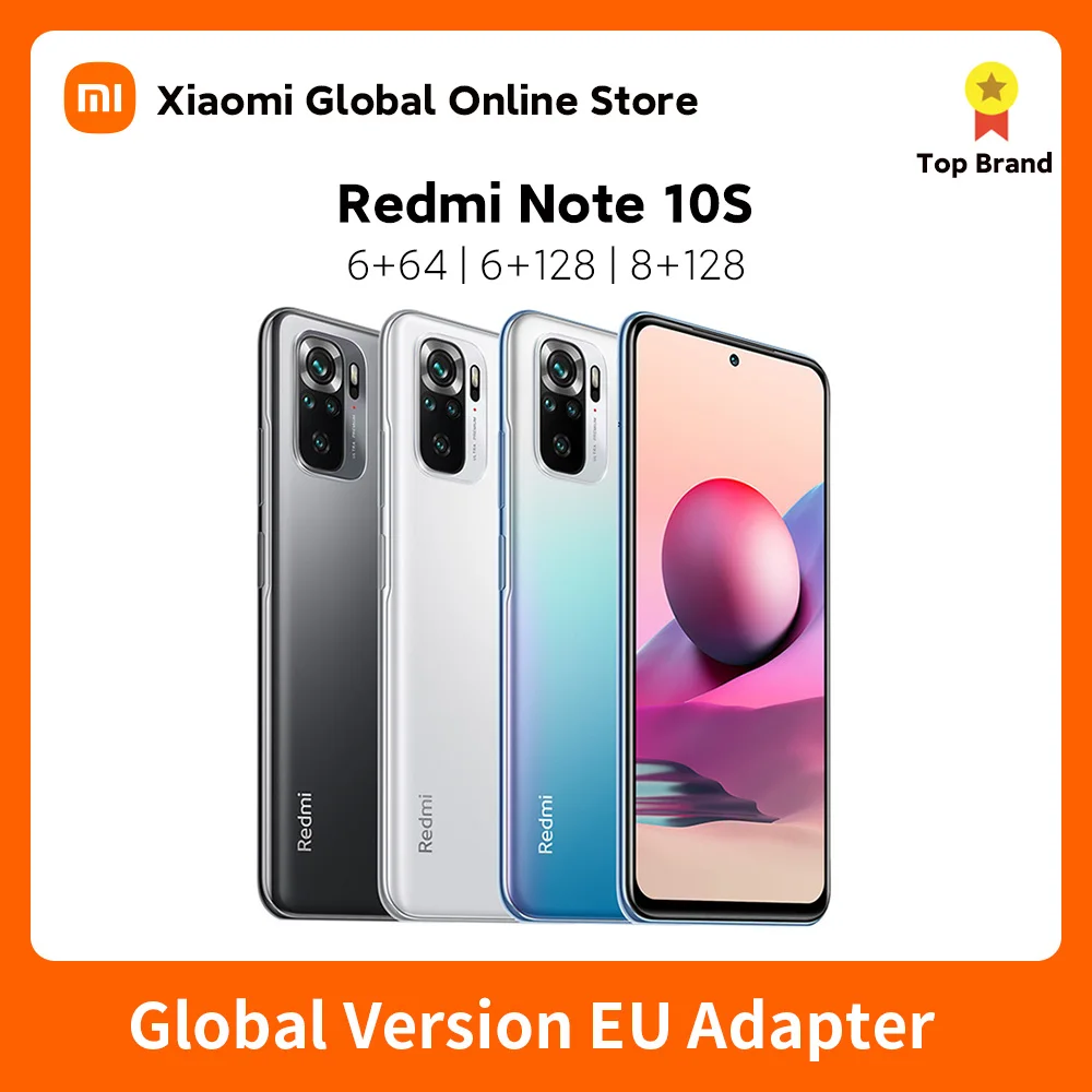 Xiaomi Redmi Note 10S Global Version 6+64/128 8+128 Smartphone 64MP Quad Camera Helio G95 AMOLED DotDisplay 33W Fast Charge