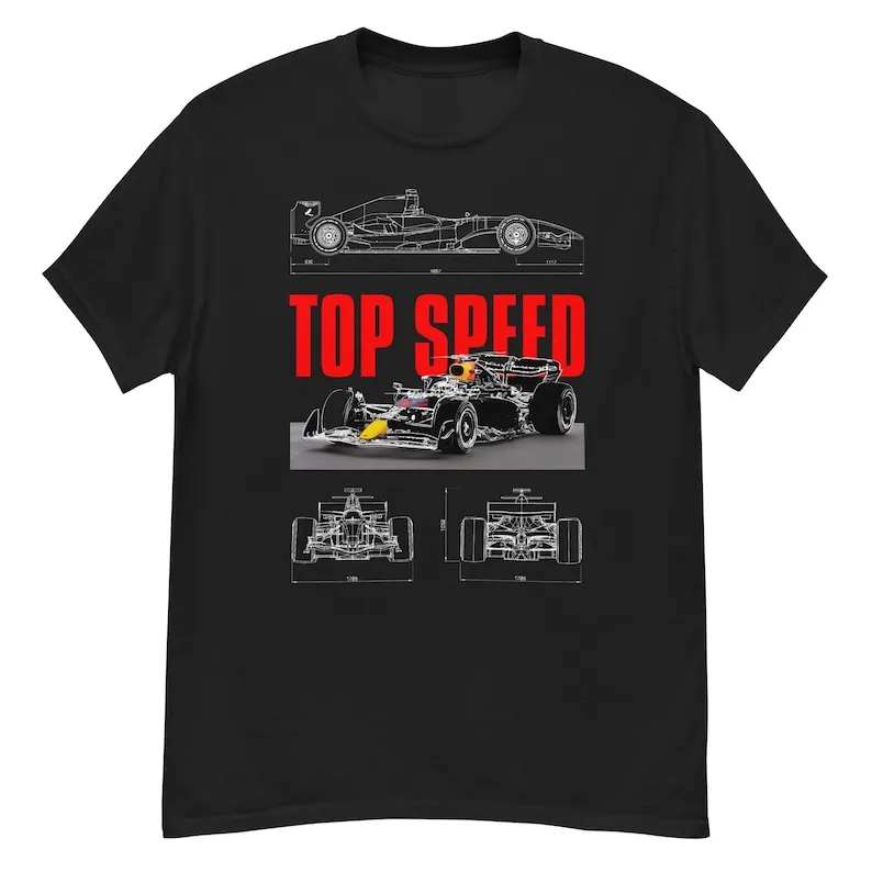 

F1 Black T-Shirt Racing Car Shirt Formula 1 Fan Gift Motorsport Streetwear Cool Racing Tee for Men & Women, Playera