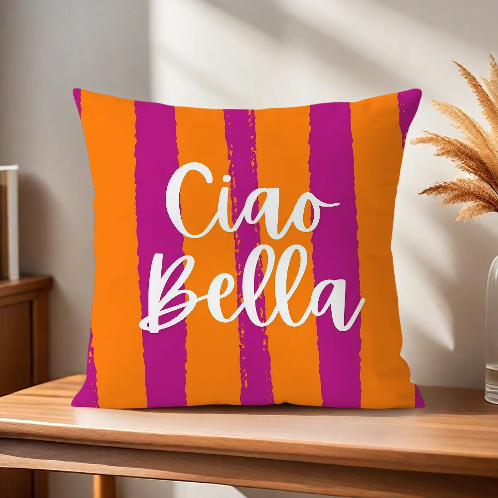 Ciao Bella Kissenbezug für Zuhause, Sofa, Wohnzimmer, Büro, Café, Auto – Detail 6