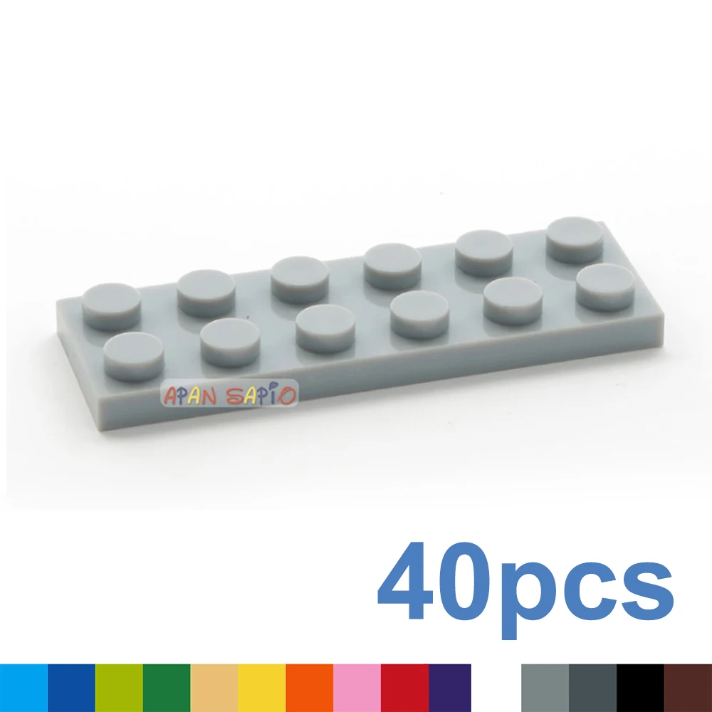 40pcs DIY Building Blocks Thin Figures Bricks 2x6 Dots 12Color Educational Creative Size Compatible With 3795 Toys for Children