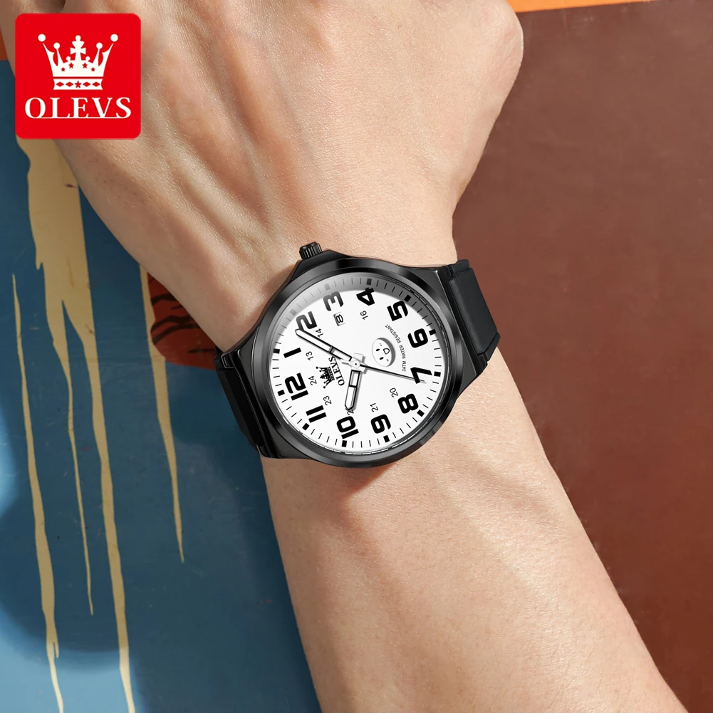 OLEVS 5629 Men's watch Original Fashion Quartz Watch Silicone Strap Waterproof Luminous Day Date Men's wristwatch
