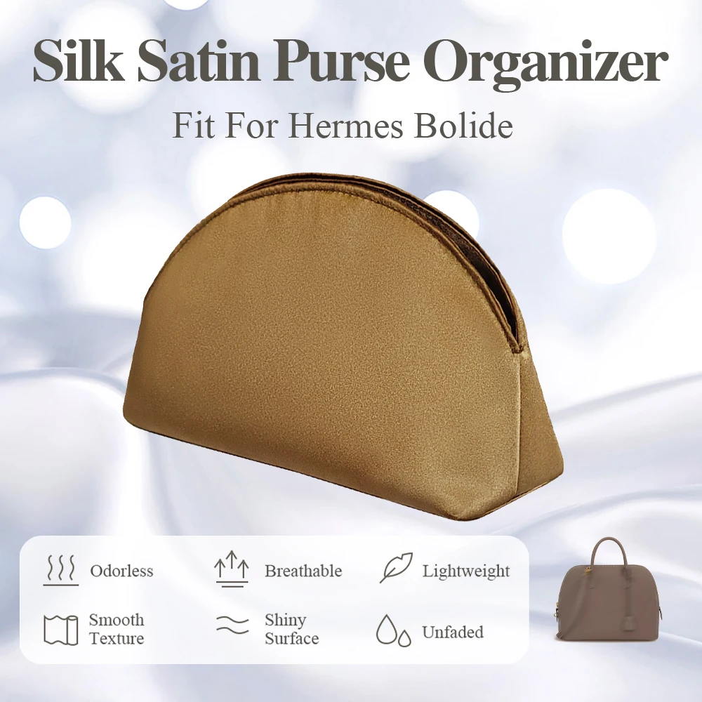 Silk Satin Purse Organizer Insert Fit for Hermes Bolide Shell Bag Inside Storage Bag Insert Handbag Organizer Insert Inner Bag