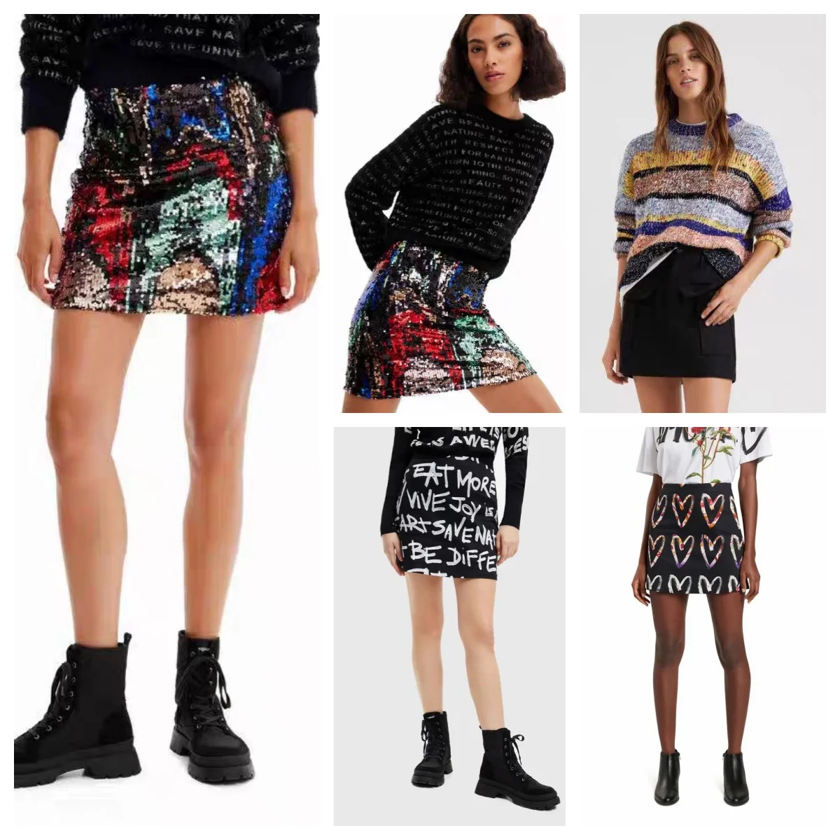 Spanish foreign trade fashion trend spring and summer print contrast color girls skirt women's dress