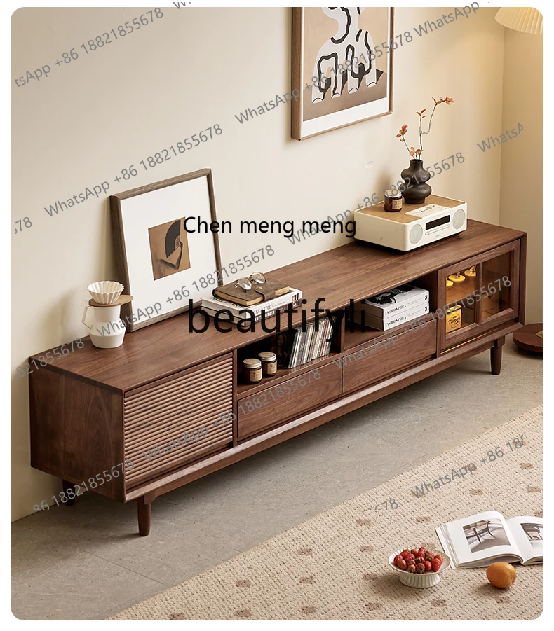 

178North American black walnut TV cabinet Nordic simple all-solid wood TV cabinet Home living room