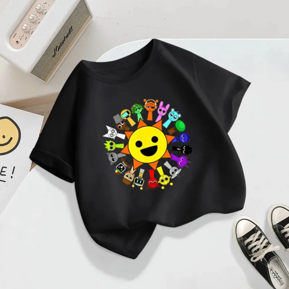 

Children Cartoon Sunflower Print Children Short Sleeved T-shirt Short Sleeved Sports Short Sleeved Comfortable Sweat Free