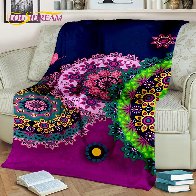 3D Bohemia Mandala Geometric Flowers Blanket,Soft Throw Blanket for Home Bedroom Bed Sofa Picnic Office Hiking Leisure Nap Cover