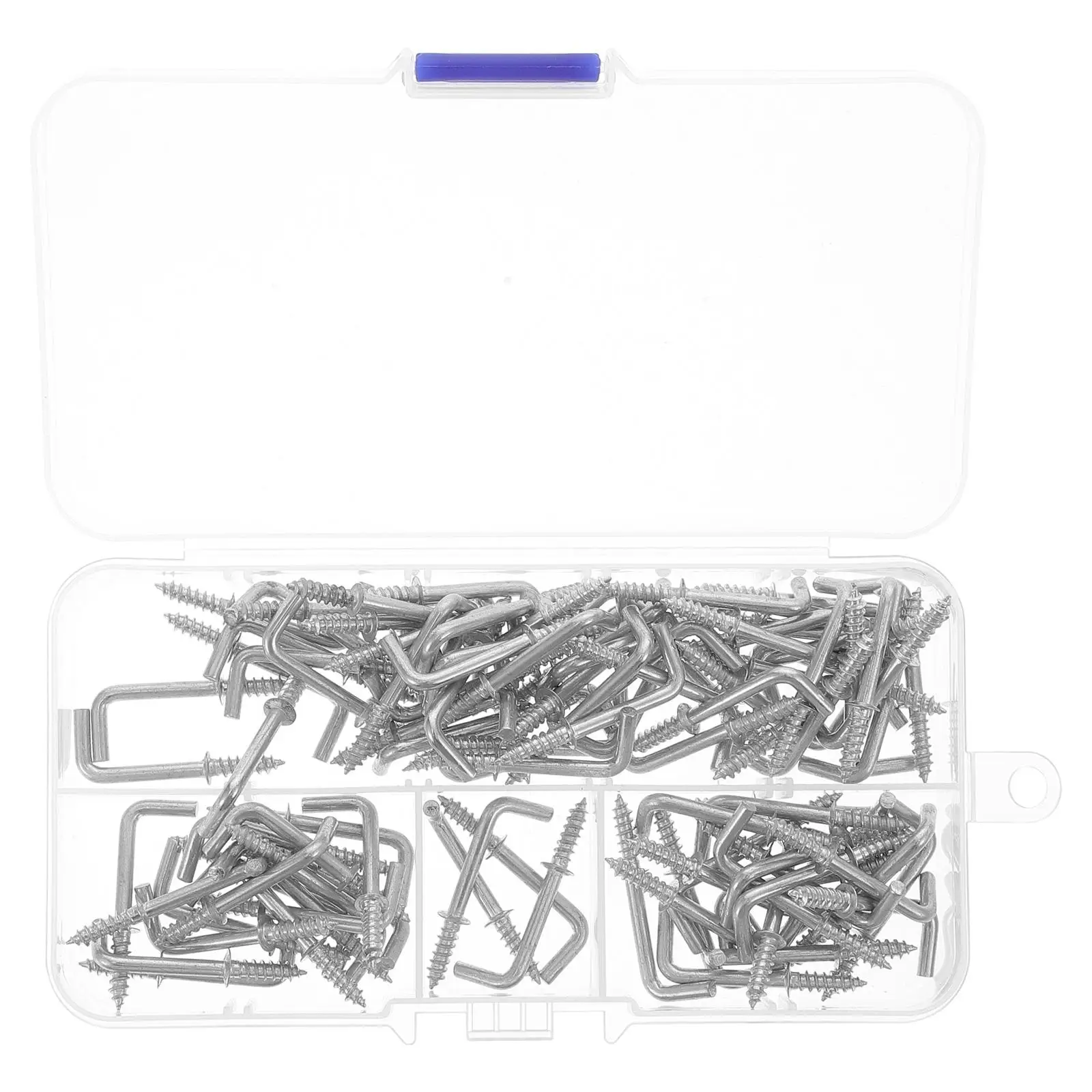 

100 pcs Zinc Plated Metal Hooks Self tapping Right Angle Screws Silver Small for Hanging Plants Bulbs L Shape Home Storage
