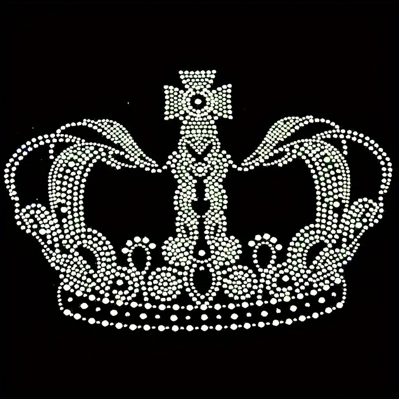 Queen Crown White clear Iron on Hotfix Application iron on crystal transfers design rhinestone iron on patches shirt