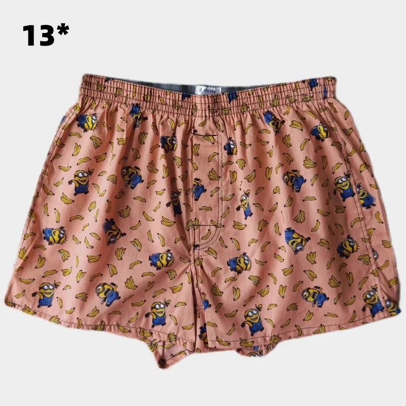 Men's Underwear Cotton Woven Animation Cartoon Loose Unisex Sleep Bottoms  Shorts Beach Pants