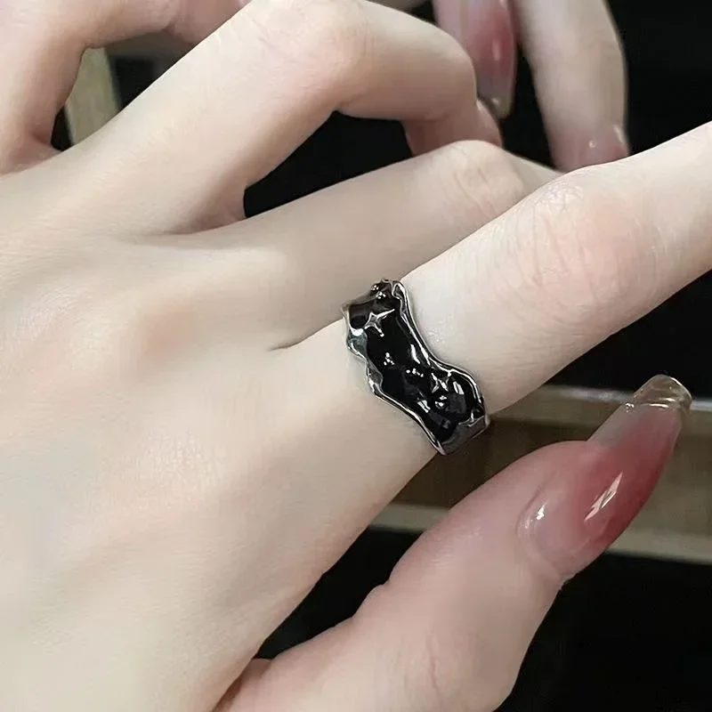 Silver Color Irregular Stars Rings Vintage Gothic Ring for Men Women Fashion Cross Star Open Adjustable Ring Y2k Jewelry Gift