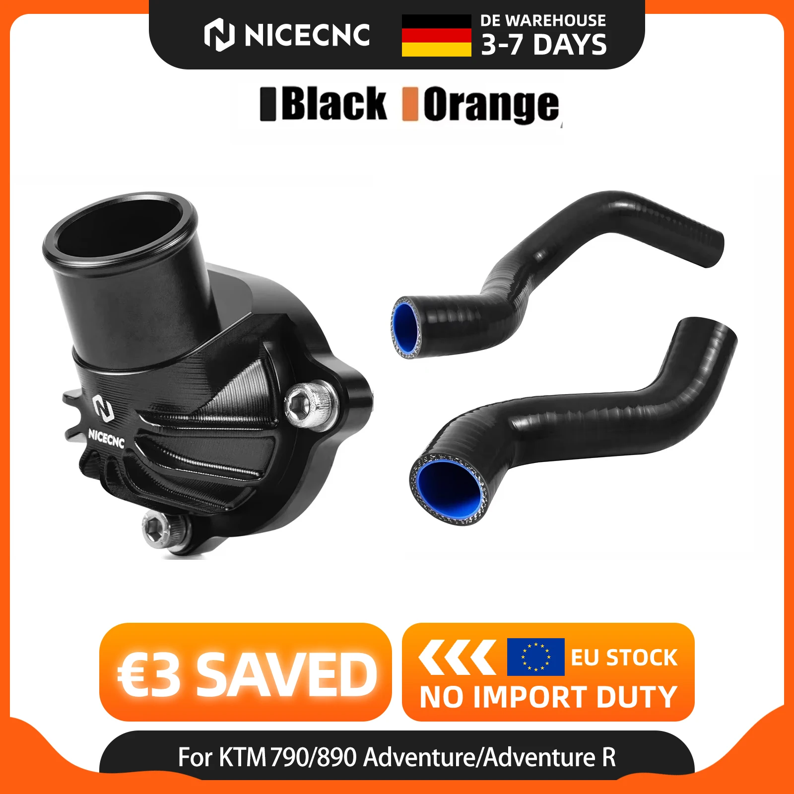 (EU-Lager) Thermostatgehäuseabdeckung Kühlerschlauch-Set für KTM 890 Adventure /R 790 Adventure /R Husqvarna Norden 901 /Expedition