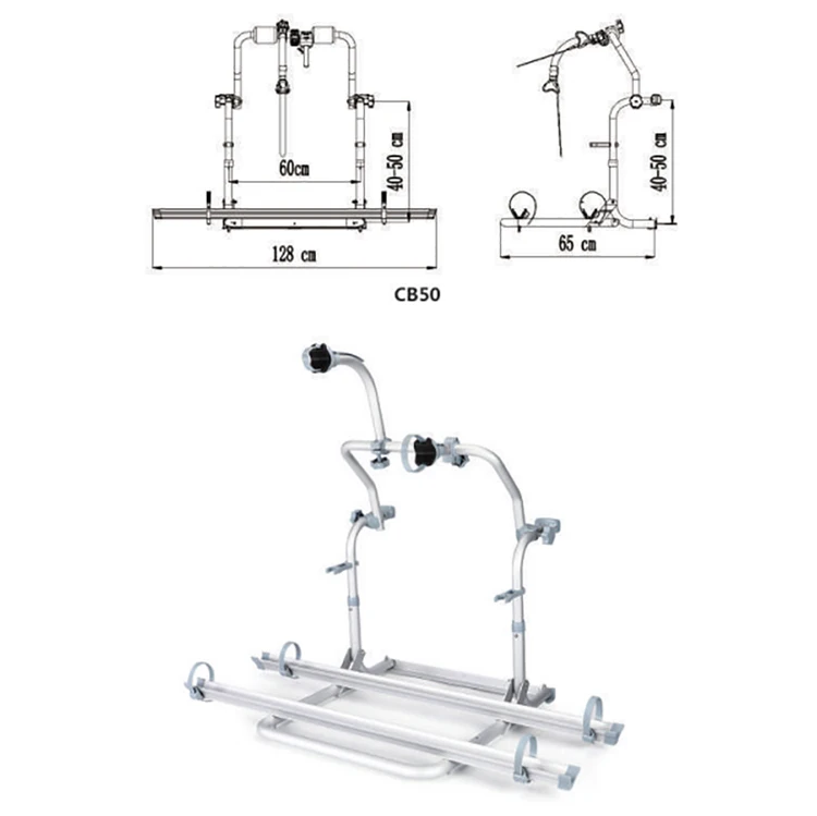

Good Quality Aluminum Alloy Rv Bicycle Rack RV50 Classic Compact Motorhome Bicycle Rack Durable Caravan Bicycle Rack