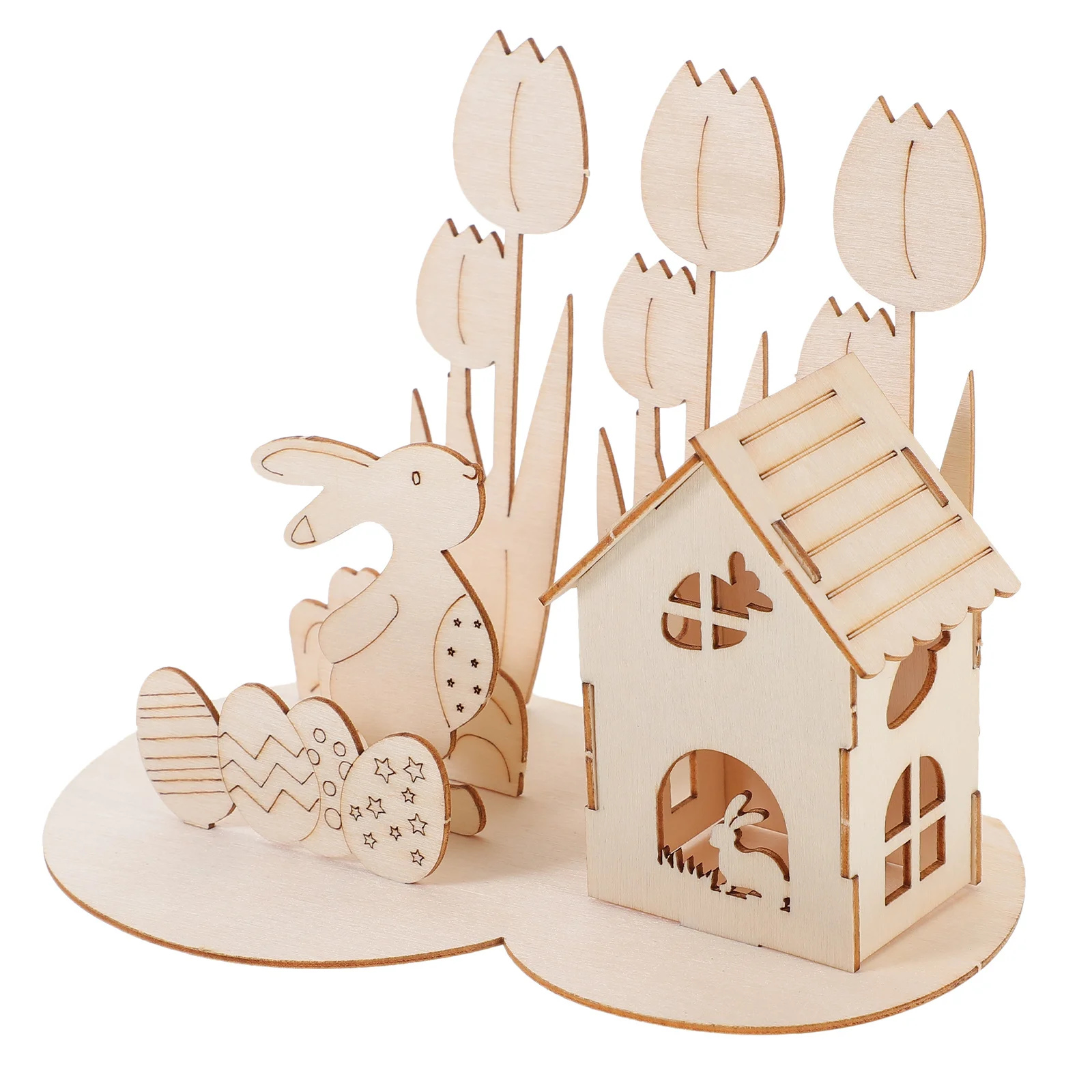 1 conjunto de páscoa 3d quebra-cabeça de madeira coelho ovo diy montagem segura quebra-cabeça de madeira playset crianças presente festa de páscoa montagem brinquedo