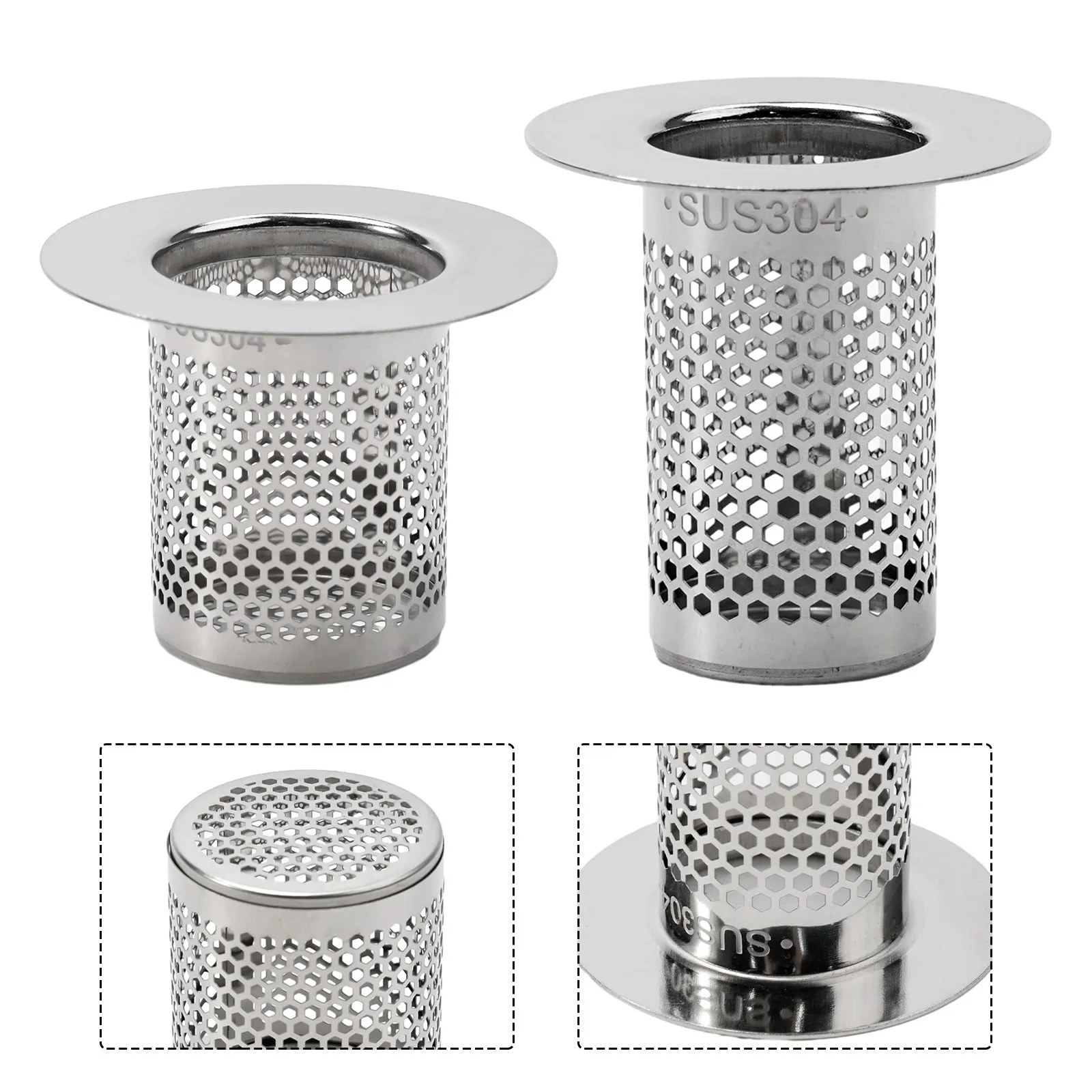 5cm/5.5cm/6.5cm Kitchen Sink Strainer Drain Hole Filter Trap Sink Strainer Stainless Steel Bath Sink Drain Waste Screen Dropship