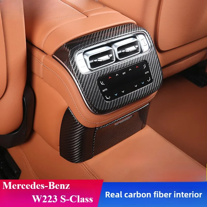 Used for 21-25 Mercedes-Benz W223 S-class modified carbon fiber central control door rear air conditioning decorative patch