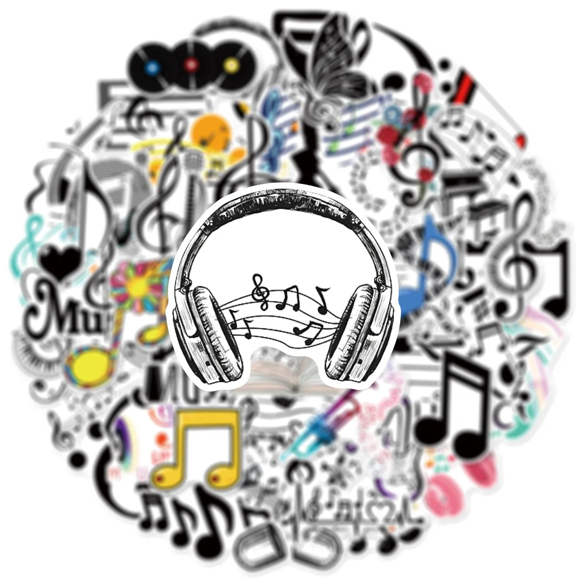 

50PCS Cartoon Music Notes Graffiti Stickers Cartoon Decal DIY Scrapbooking Laptop Guitar Suitcase Skateboard Children's Toys