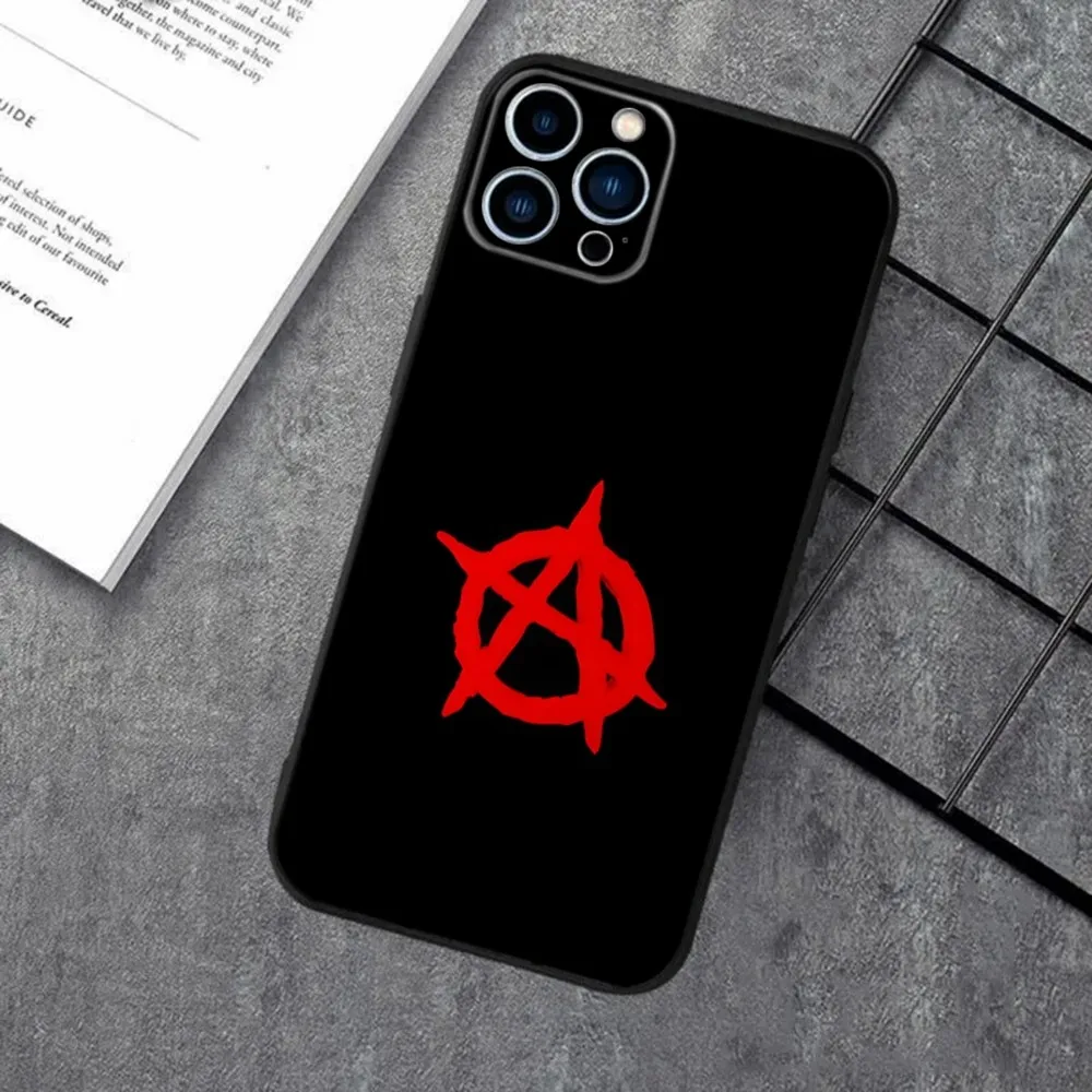 Anarchy Symbol Phone Case For iPhone 16,15,14,13,12,11,XS,XR,X,8,7,Pro,Max,Plus,mini Silicone Black Cover