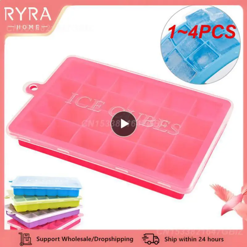 1~4PCS Colors 24 Grids Small Fruits Mold Ice Maker For Making Silicone With Lid Eco-Friendly Cavity Tray Ice