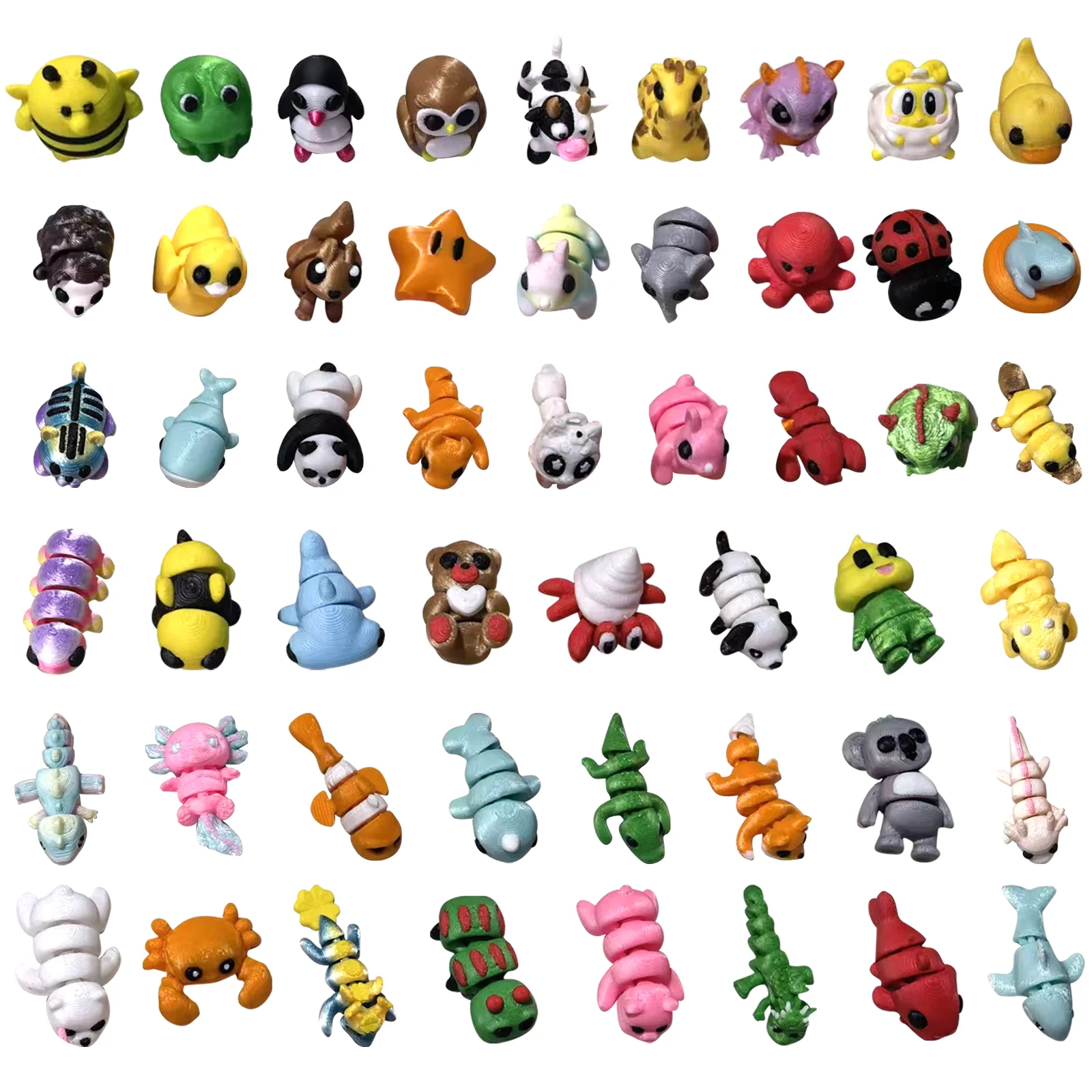 Conjunto de 10/20/30/50 Peças de Mini Figuras de Animais Impressas em 3D, Brinquedos Articulados Flexíveis, Decoração de Mesa Fofa para Lembrancinhas de Festa
