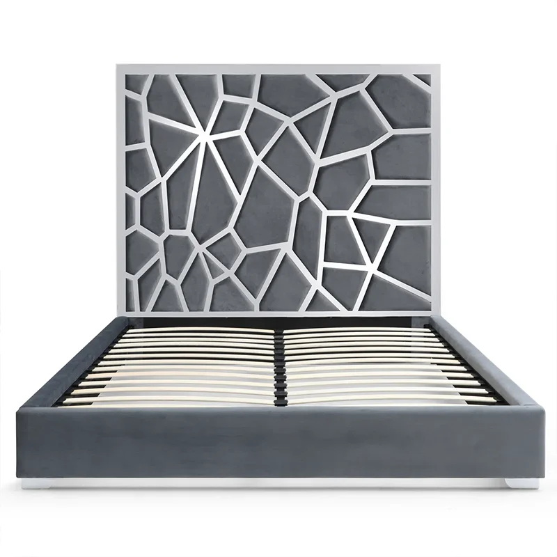 

# Stain-resistant Glam Floor Double Bed Furniture for Matser Bedroom Guestroom Apartment Home Villa Hotel