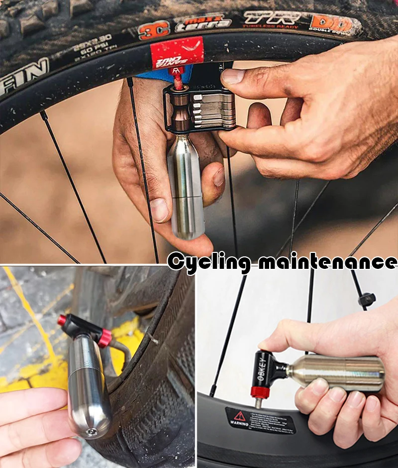 Wiederaufladbare Kapsel 8g 12g 16g Inflator Glühbirne Pumpe Reifen Gas Tank Luft Empfänger Aufblasbare Adapter Reiten notfall Zubehör – Detail 12