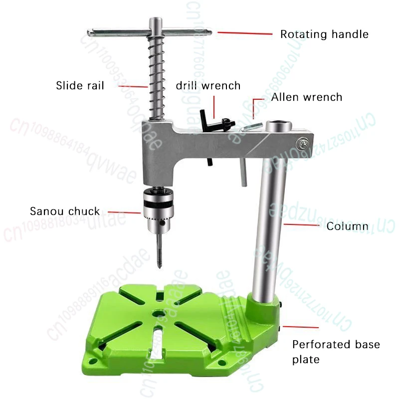 Mikro-wiertarka do gwintowania pionowego, ręczna gwintownica z regulacją, klucz do gwintowania, klucz stołowy, przedłużona grzechotka, wahadłowy ramieniak sondy.