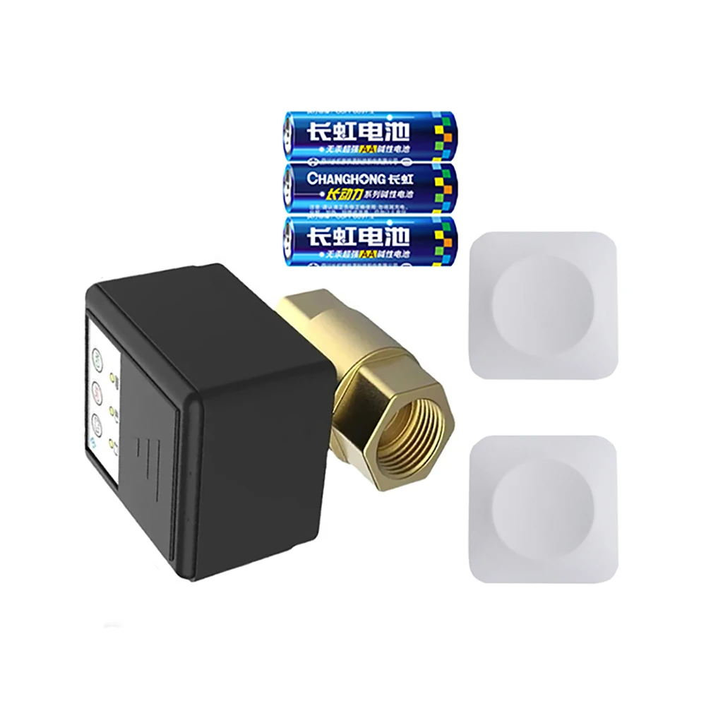 

Batteries Power Wireless 433MHz Smart Water Valve DN15 DN20 DN25 with 2pc Mini Water Sensor for Home Alarm Water Leak Protection