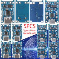 5PCS Type-c/Micro USB 5V 1A 18650 TP4056 Lithium Battery Charger Module Charging Board With Protection Dual Functions 1A Li-ion