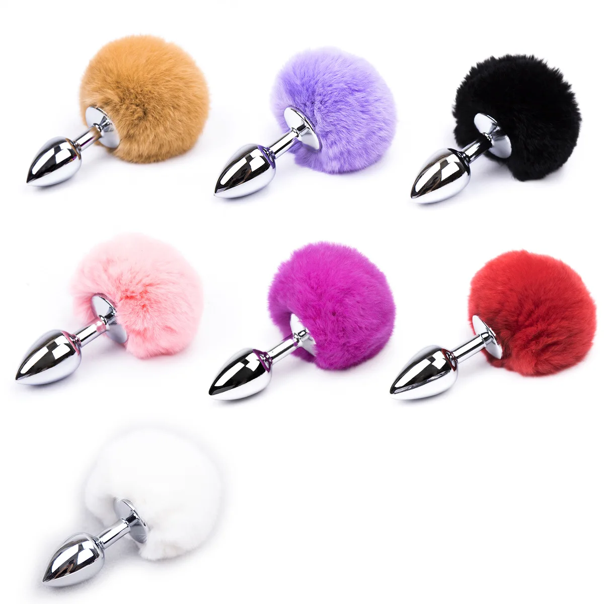 

Rabbit Tail fur Ball Vestibular Metal Anal Plug Alternative Sex toys Male and Female Shared Couple Masturbation Product Sex toys